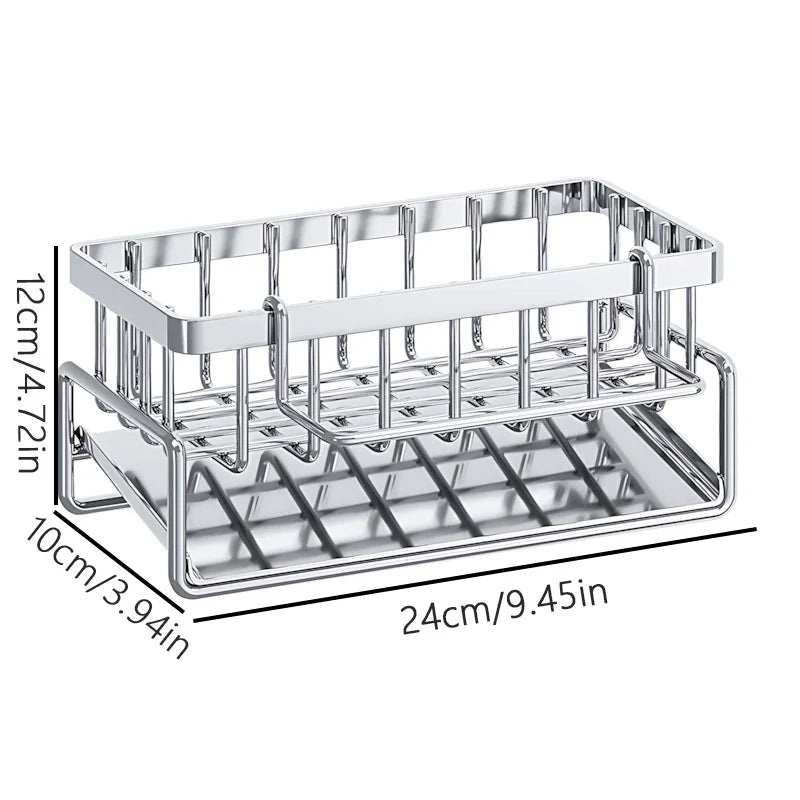 Over-Sink Kitchen Organizer Sponge Holder Drying Rack With Faucet Mount