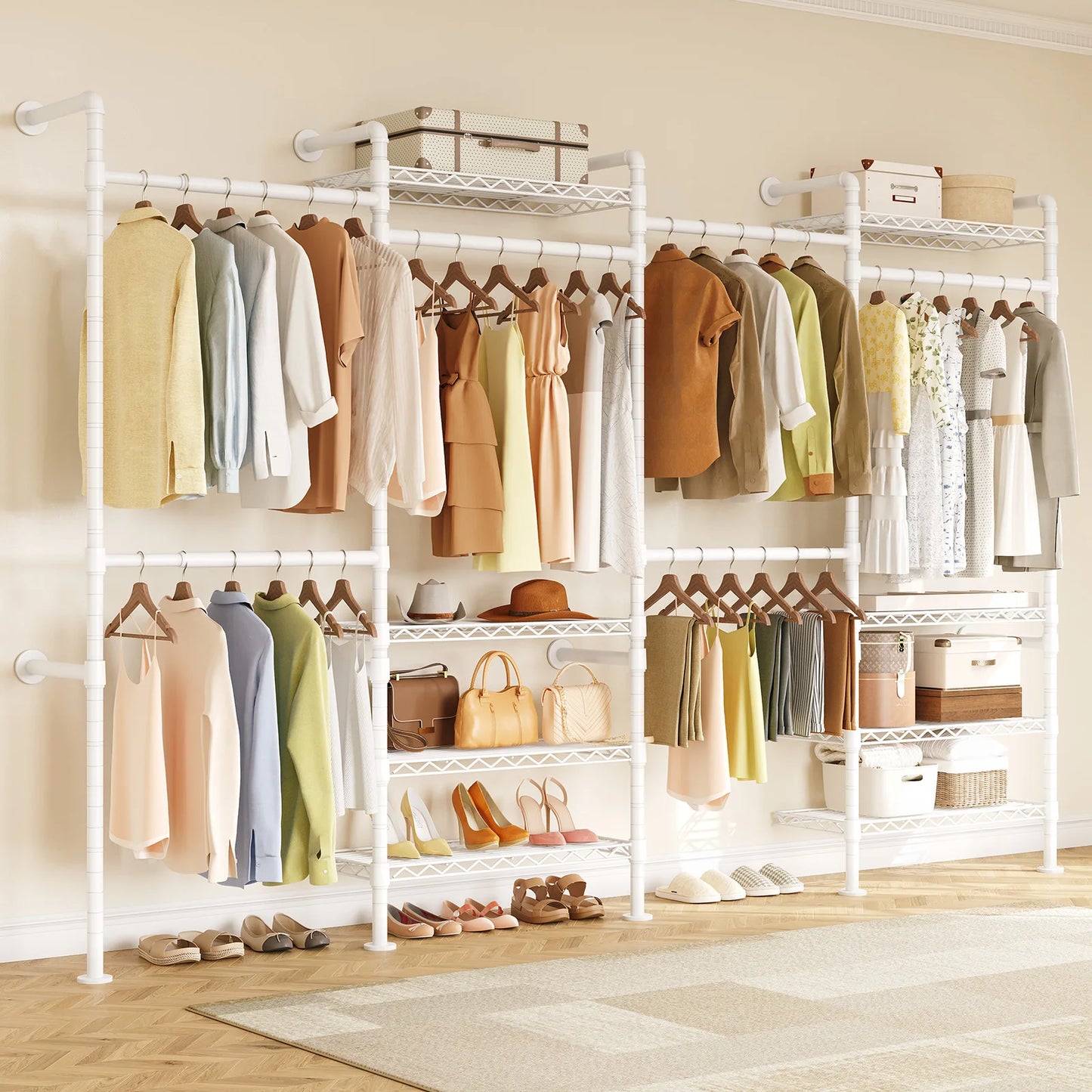 L4 Wall Mounted Industrial Pipe Clothes Rack Closet Organizer