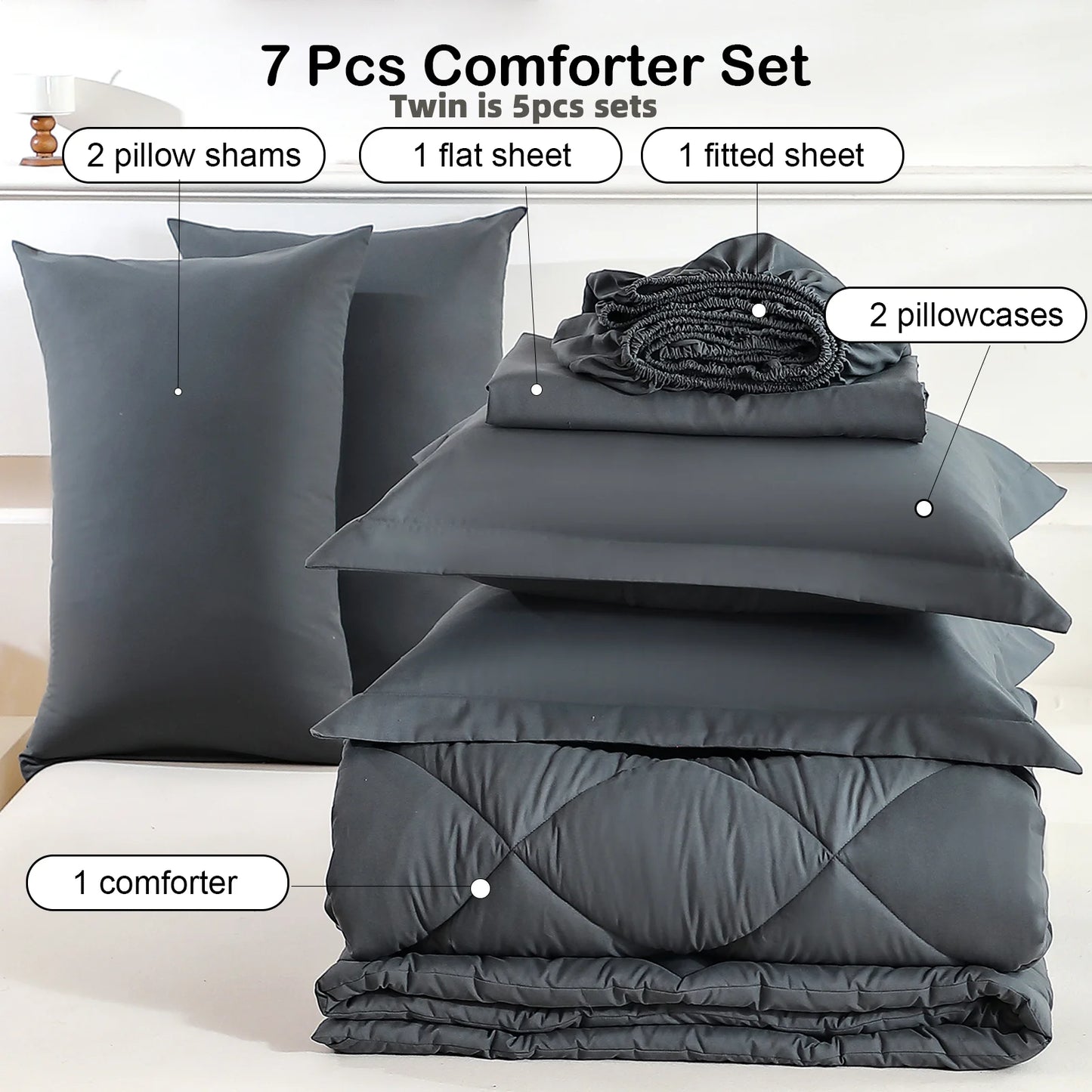 EasYum 100 Percent Polyester Quilted Bedding Set With Pillowcases