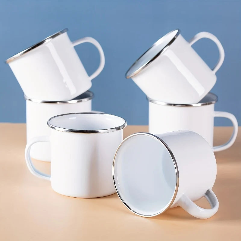 Enamel Mugs Set for Camping and Kitchen Rustic Classic