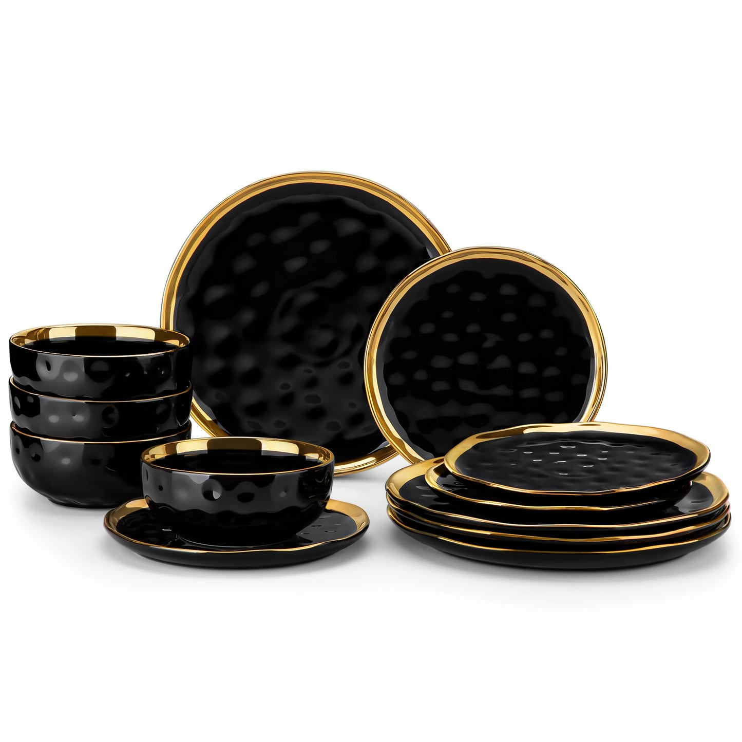 Malacasa Ceramic Porcelain Dinnerware Set Rimmed For Everyday Use