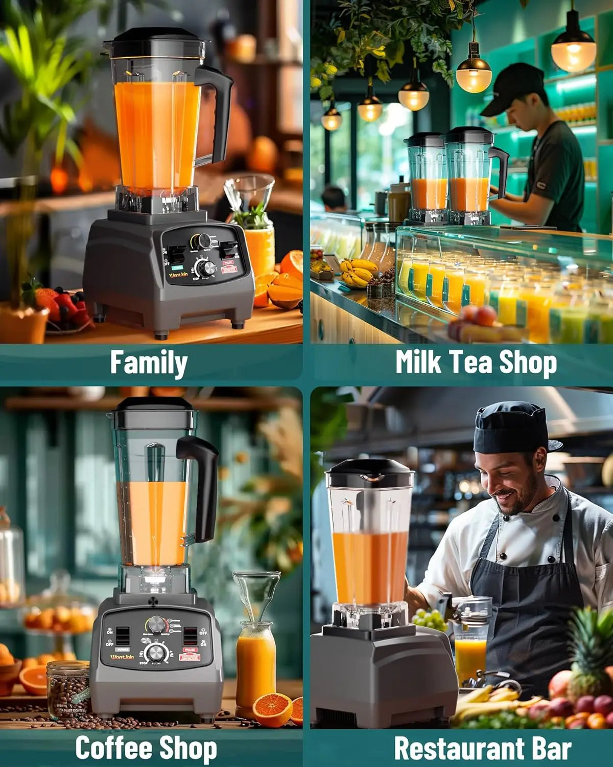 WantJoin 1800W Professional Commercial Blender With Timer
