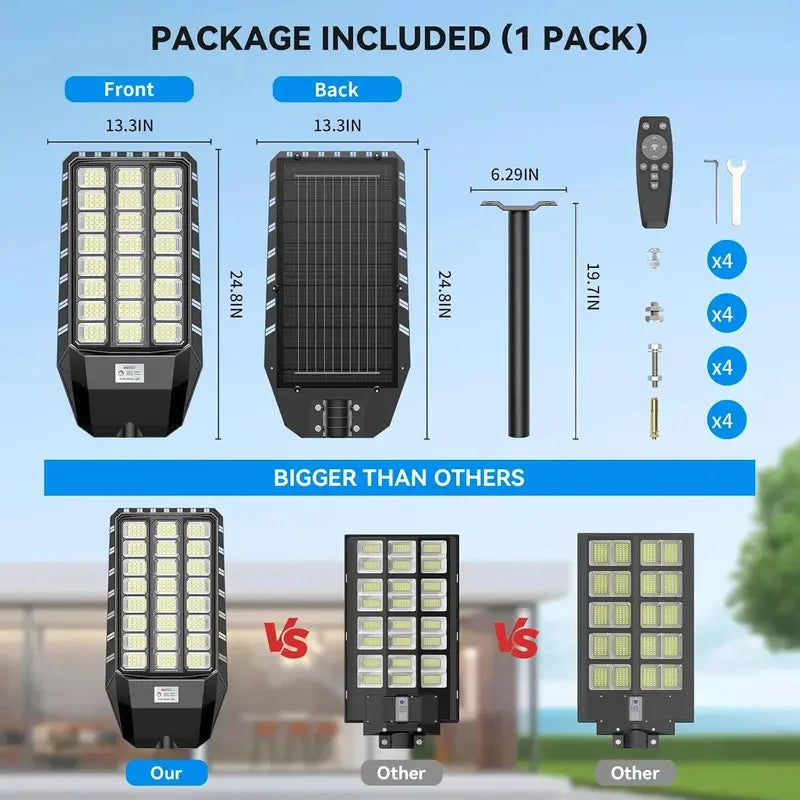 8000W Solar Street Light 700000LM Dusk To Dawn With Motion Sensor
