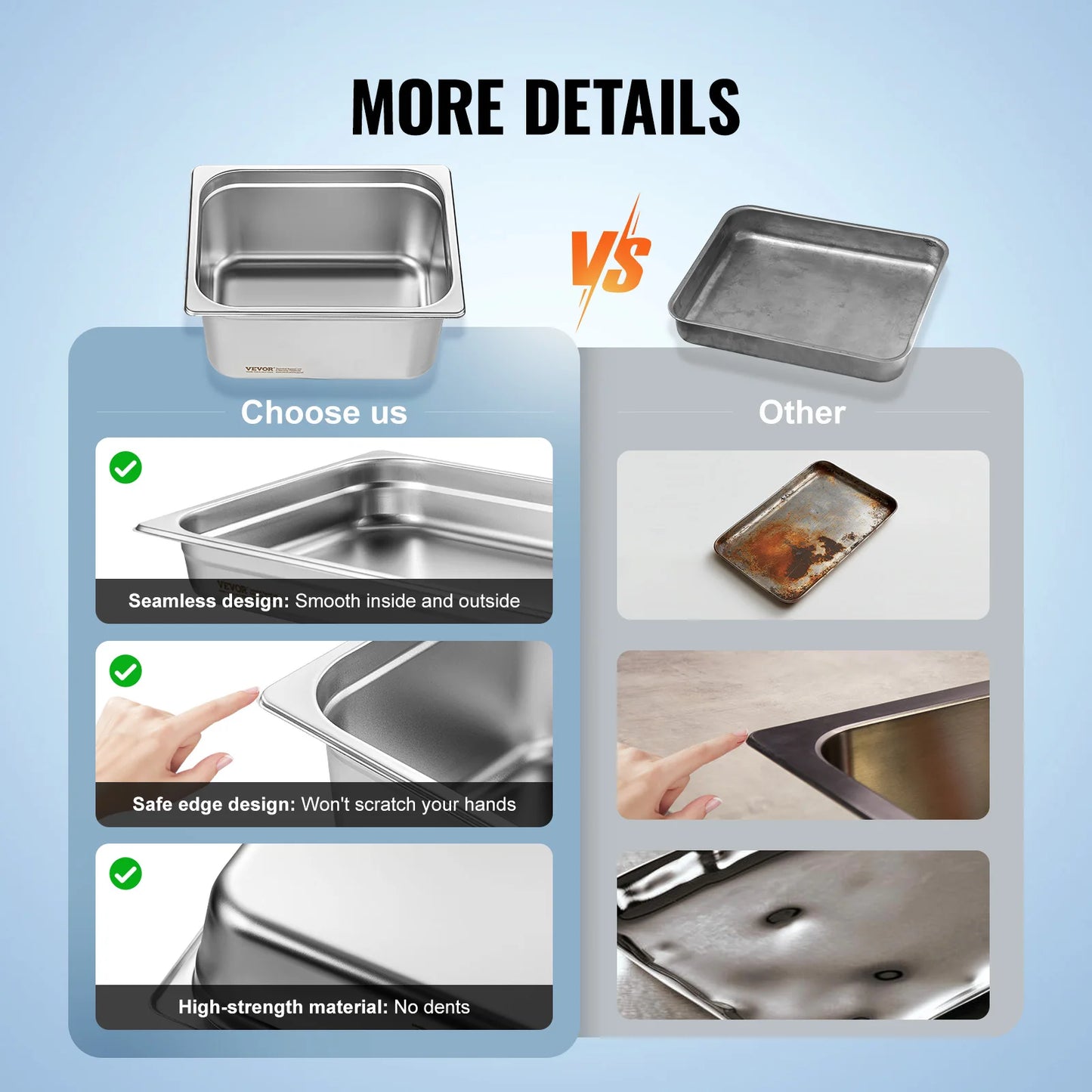 SucceBuy Stainless Steel Steam Table Pan For Catering And Chafing