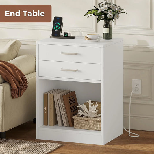 Galaxy Hero Set Of Two Metal Nightstands With Charging Station