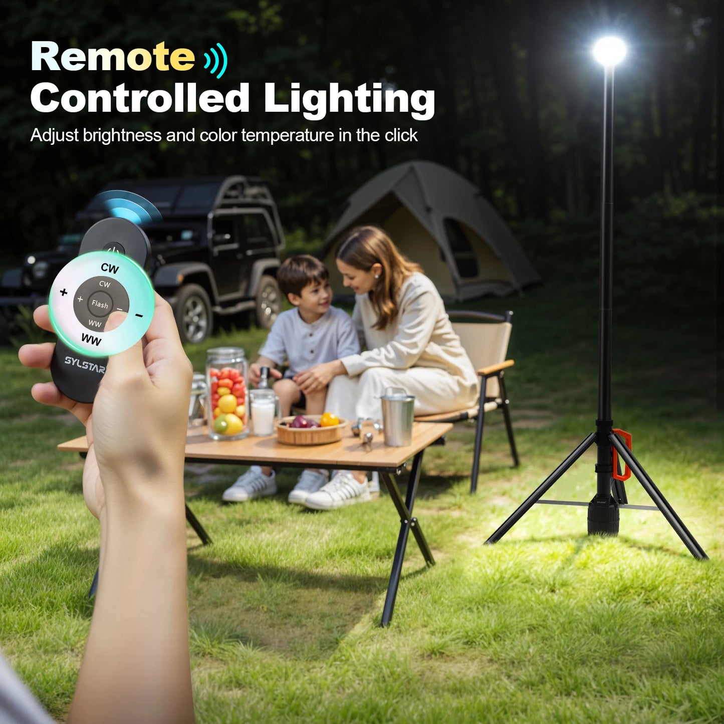 Rechargeable 3800LM LED Telescopic Work Light With Remote Control