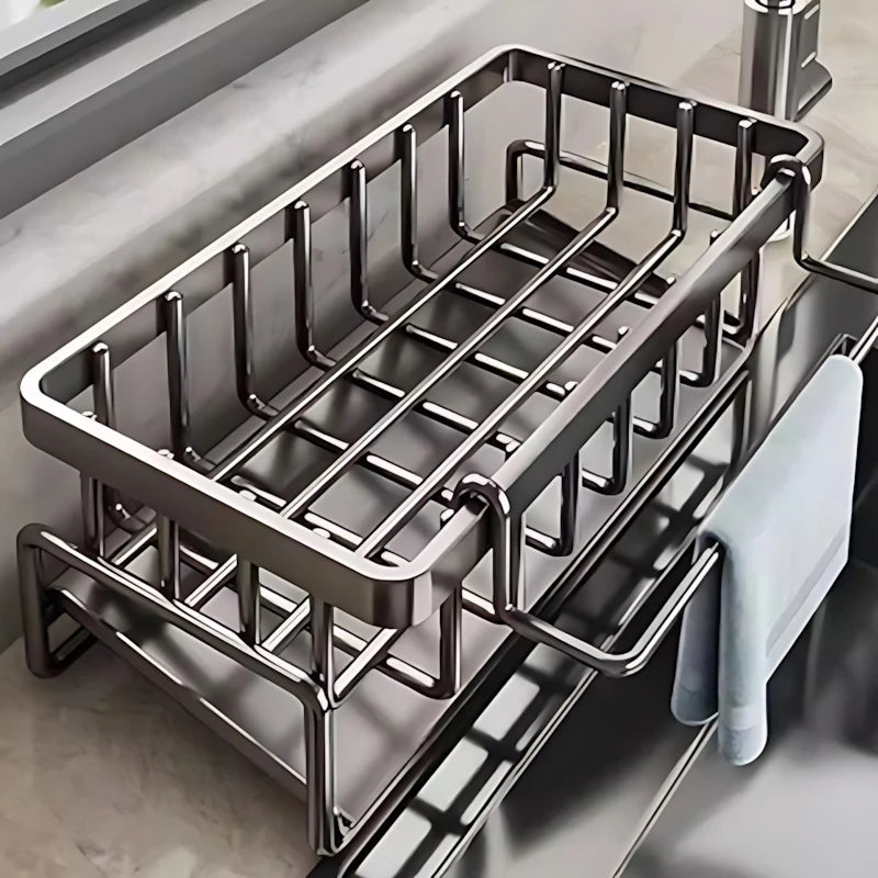 Over-Sink Kitchen Organizer Sponge Holder Drying Rack With Faucet Mount