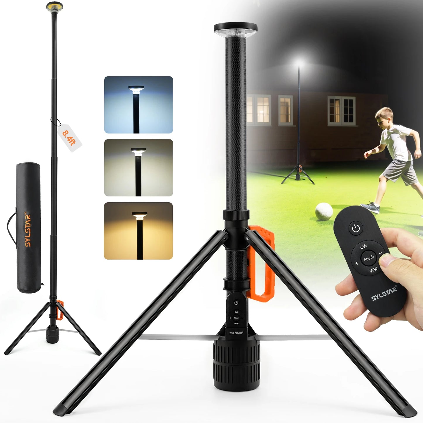 Rechargeable 3800LM LED Telescopic Work Light With Remote Control