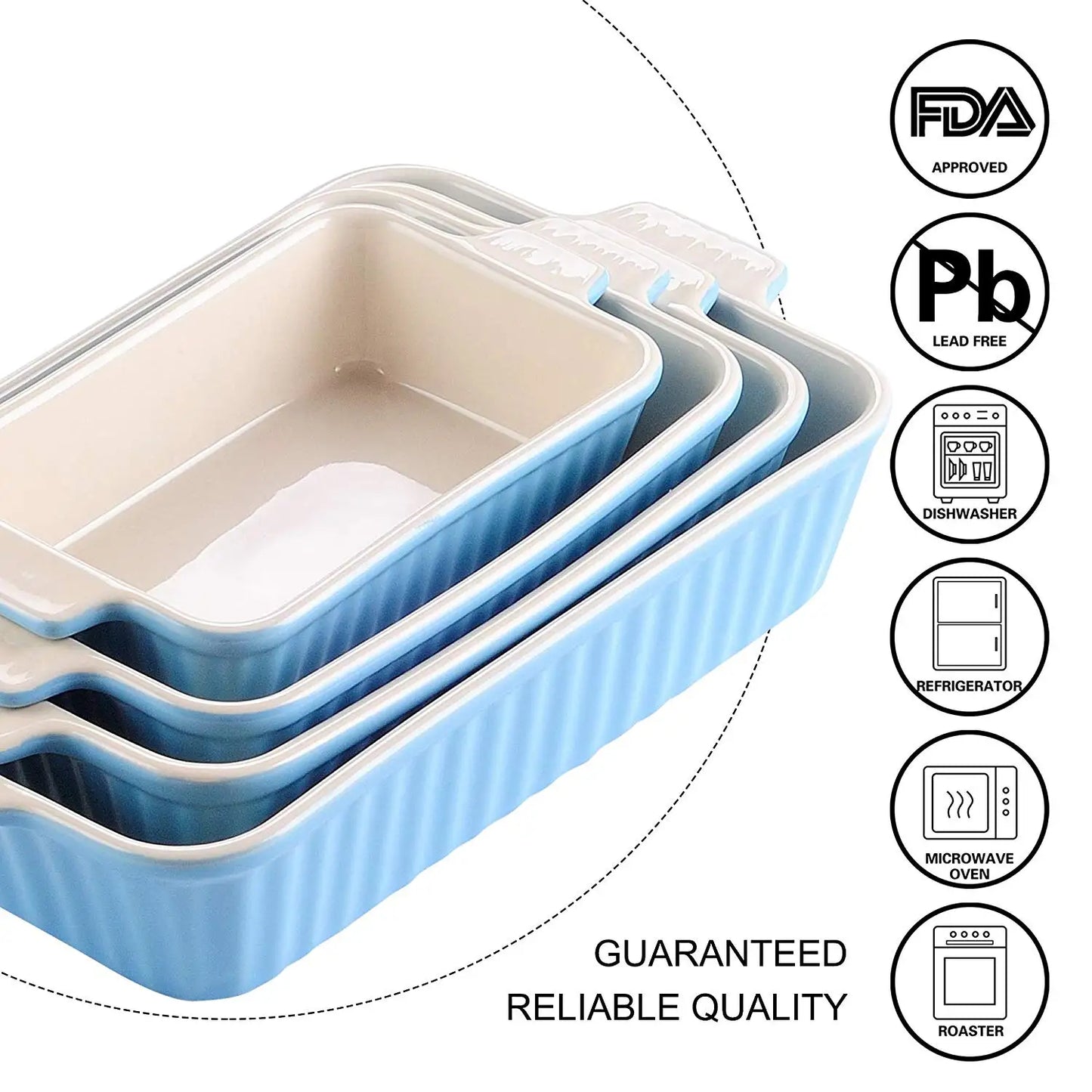 Malacasa 4 Piece Ceramic Bakeware Set With Handles