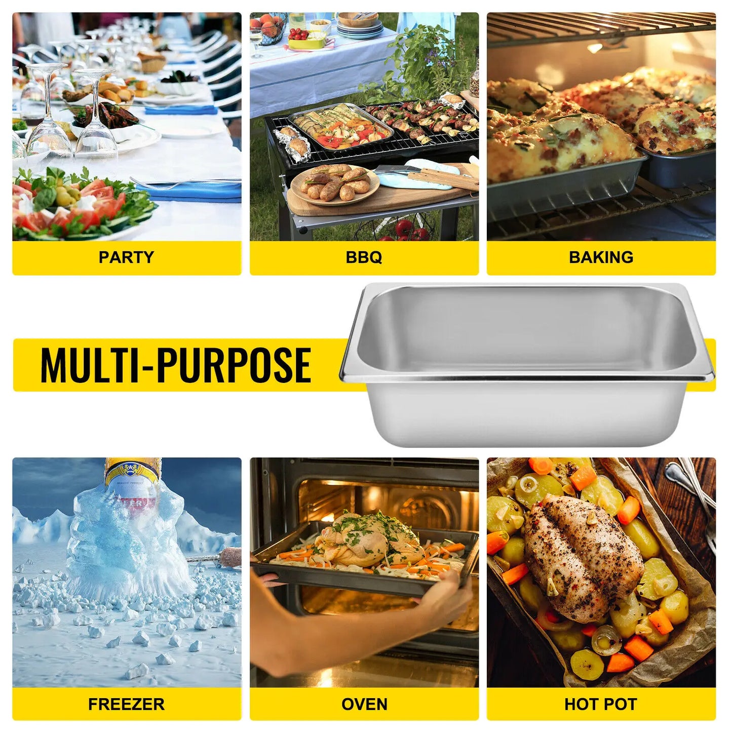 SucceBuy Stainless Steel Chafing Dishes Gastronorm Steam Table Pans
