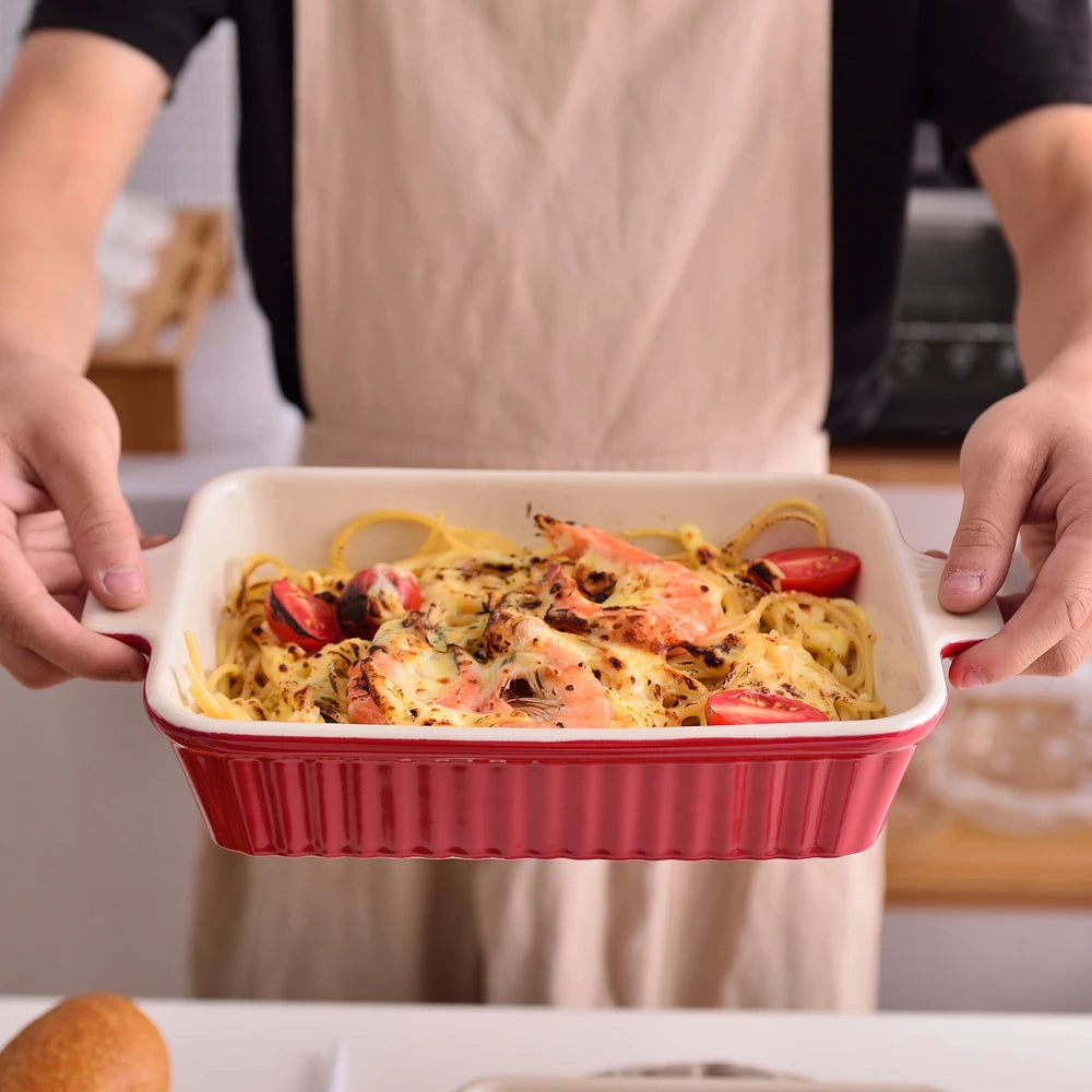 Malacasa 4 Piece Ceramic Bakeware Set With Handles