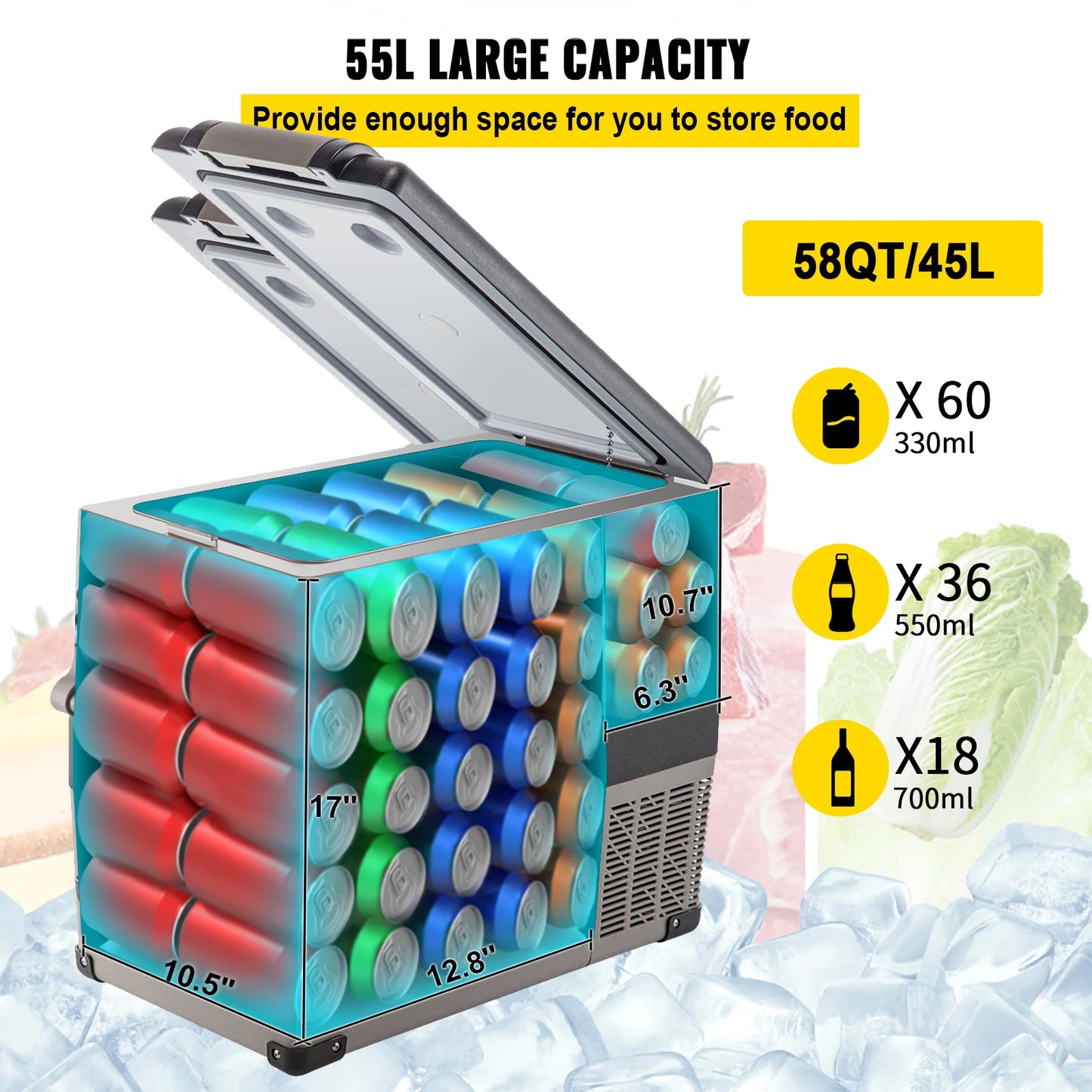 SucceBuy Portable Car Refrigerator 12V Compressor Cooler For Camping
