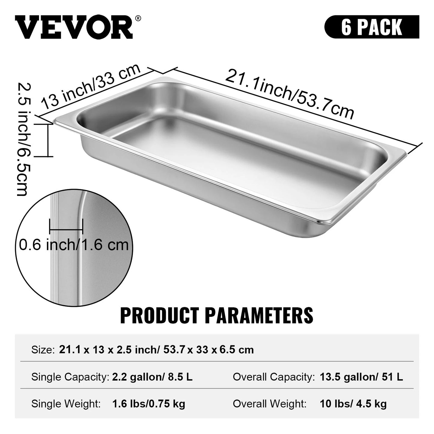 SucceBuy Stainless Steel Chafing Dishes Gastronorm Steam Table Pans