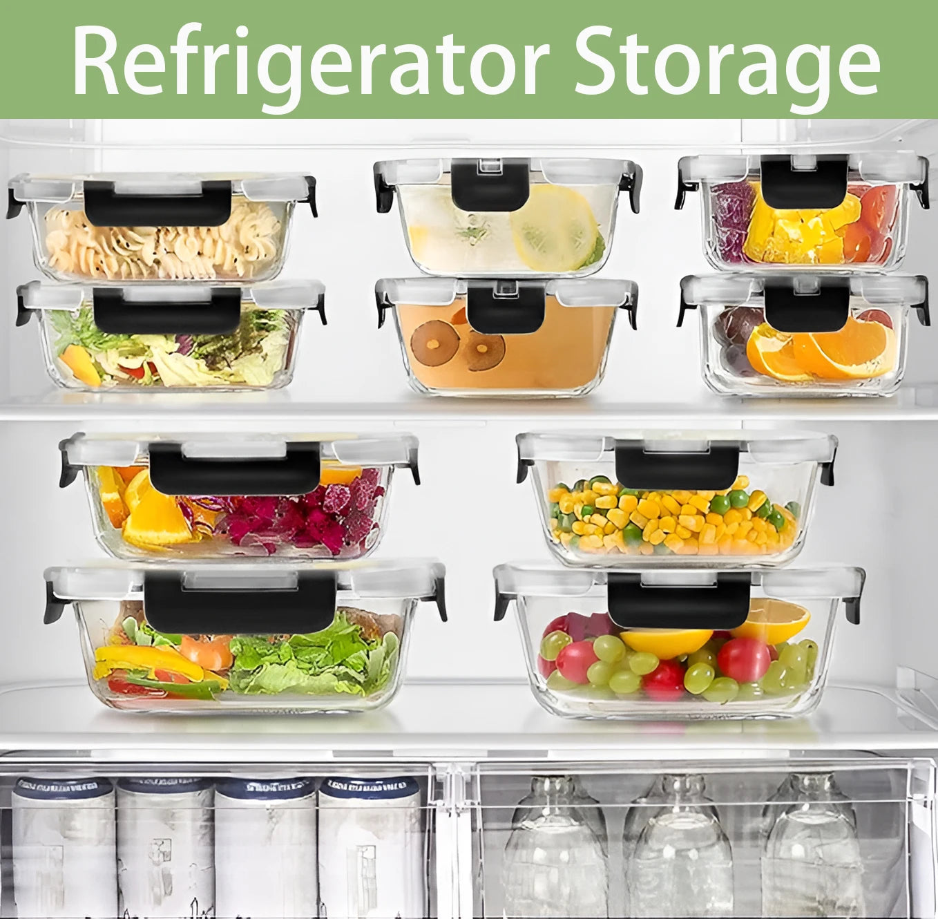 Glass Lunch Box Set 12 Pcs Airtight Microwave Safe Meal Prep Containers