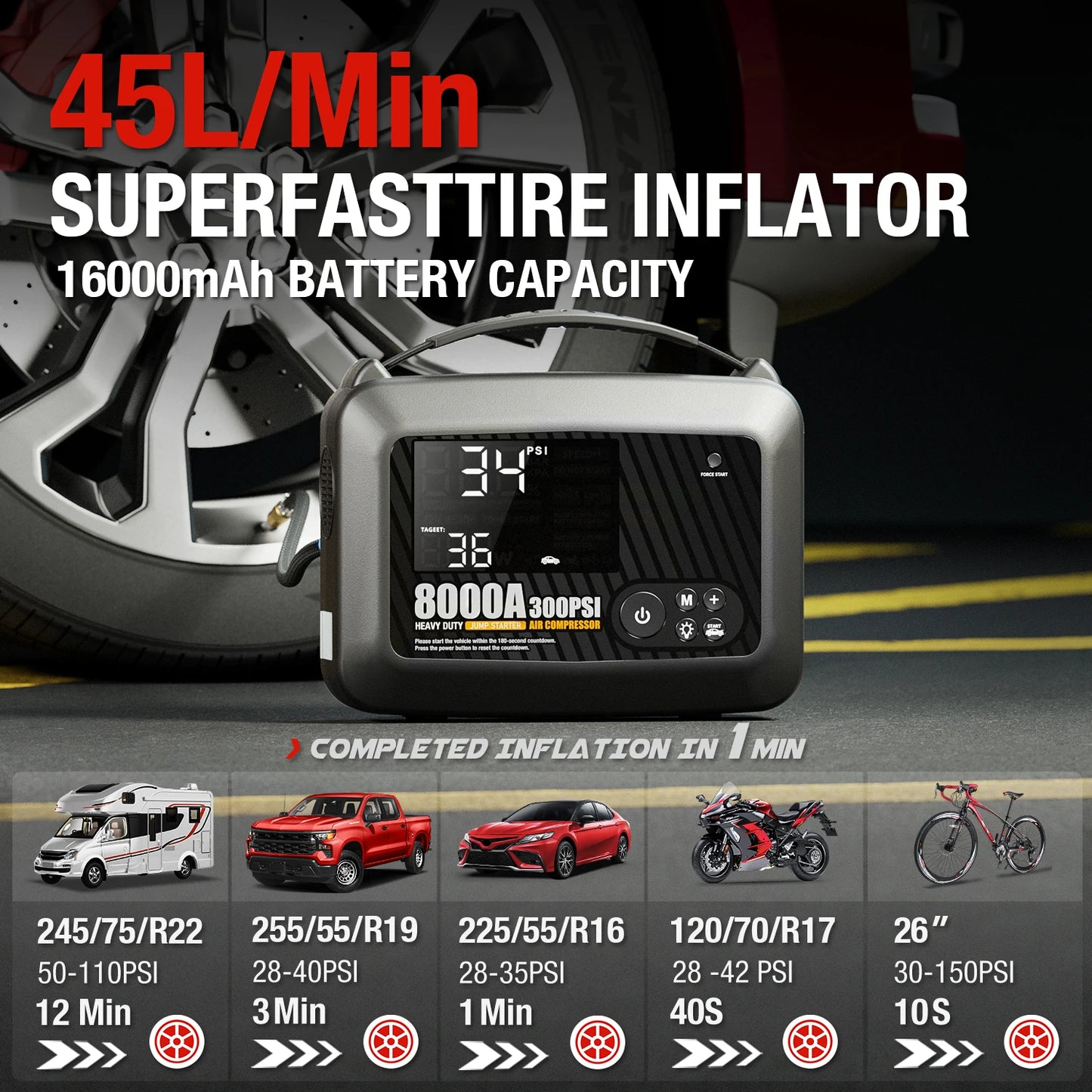 AdoreTrip 8000A Jump Starter 12V Car Battery Booster