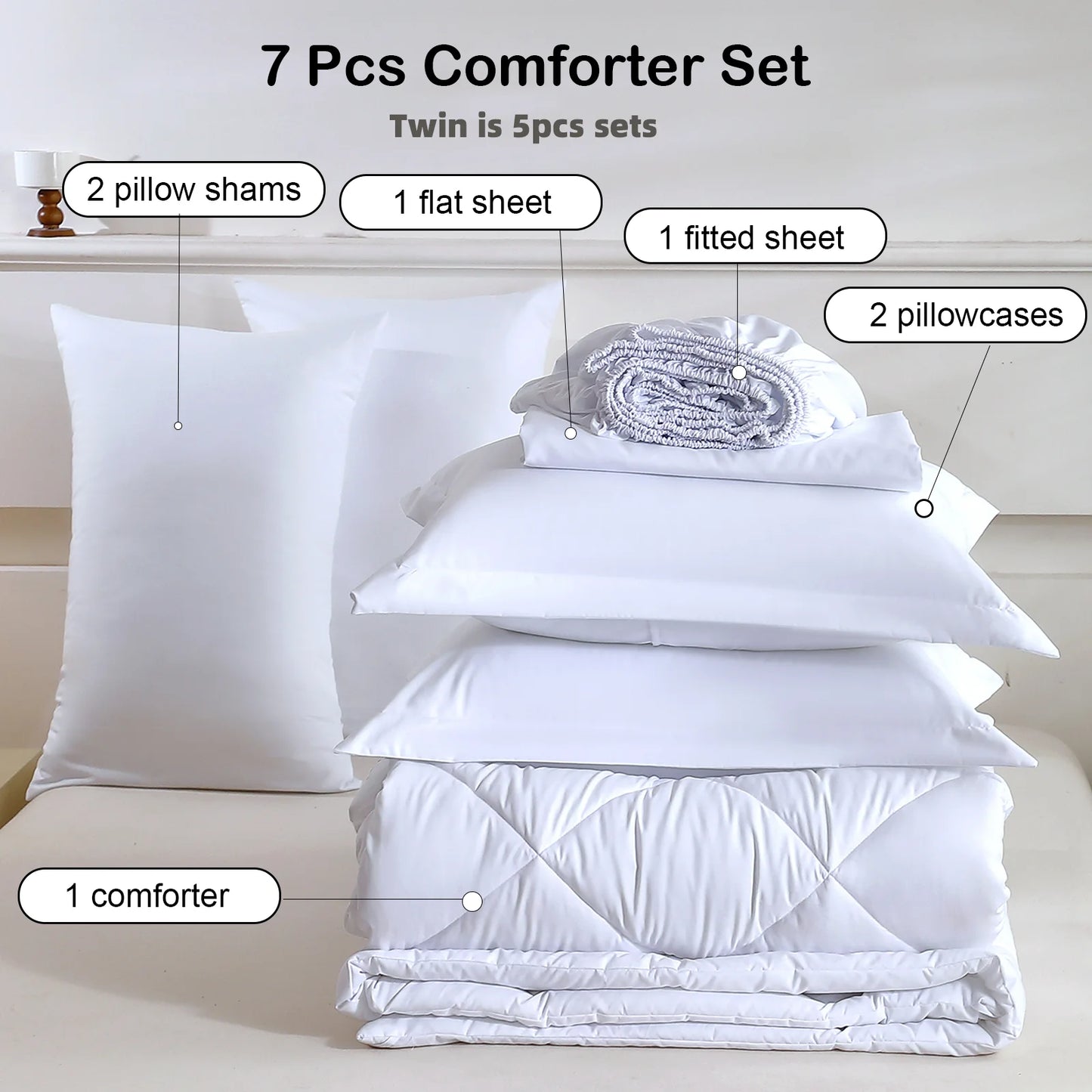 EasYum 100 Percent Polyester Quilted Bedding Set With Pillowcases
