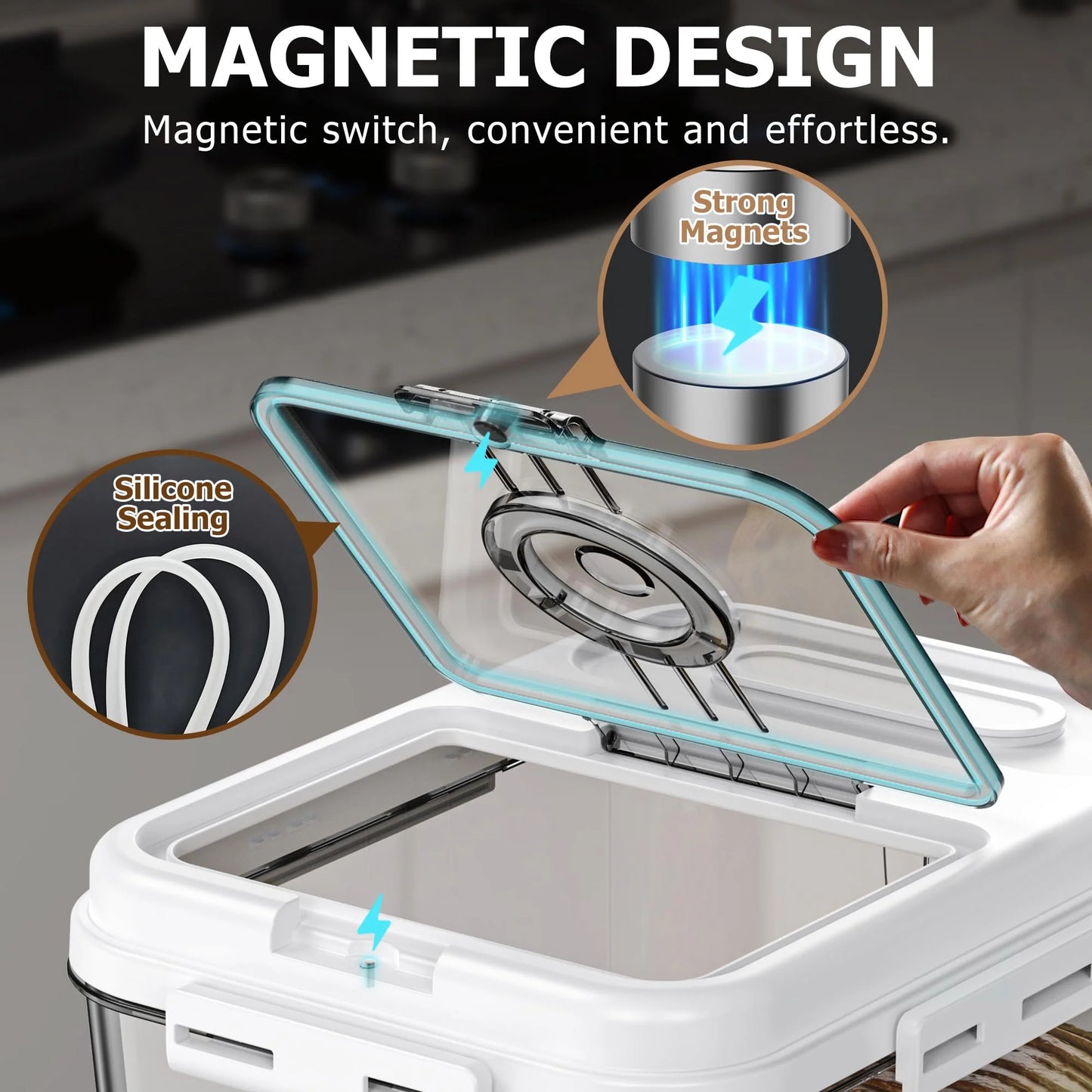 Bread Box Airtight Storage Container With Lid For Kitchen Countertop
