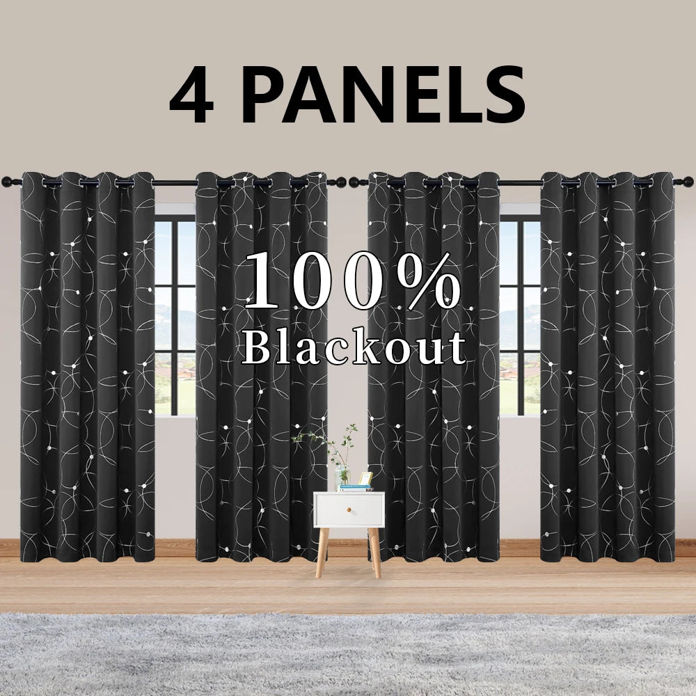 Blackout Curtains Grommet Thermal Insulated Room Darkening For Bedroom