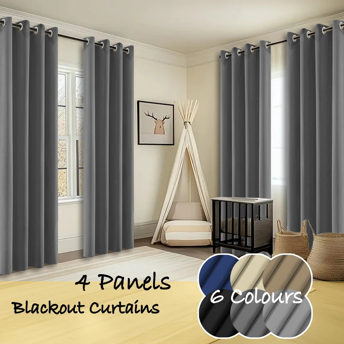 Thermal Insulated Room Darkening Curtains Ring Top for Bedroom