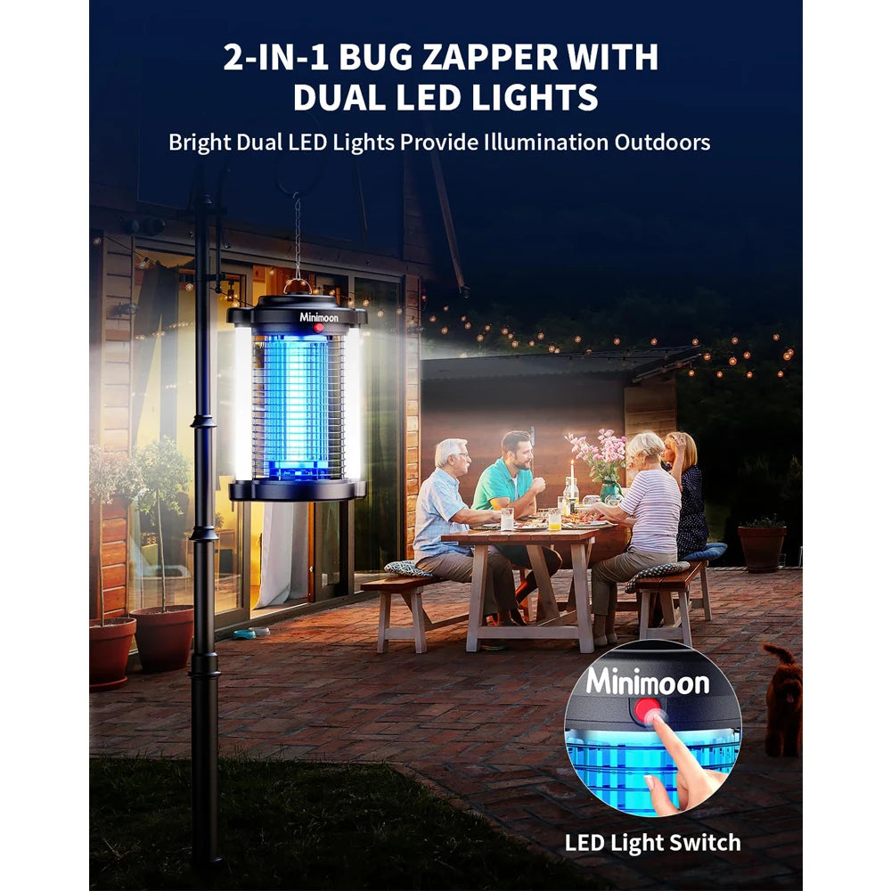 Minimoon Dual LED Bug Zapper Outdoor Mosquito Trap 15W