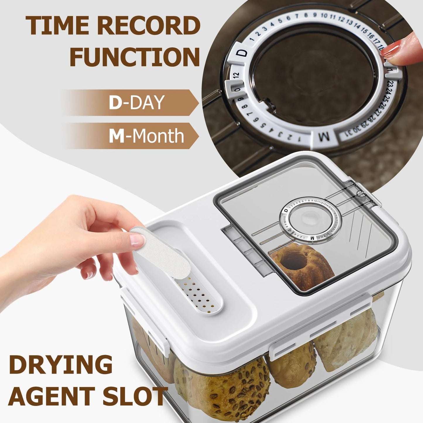 Bread Box Airtight Storage Container With Lid For Kitchen Countertop