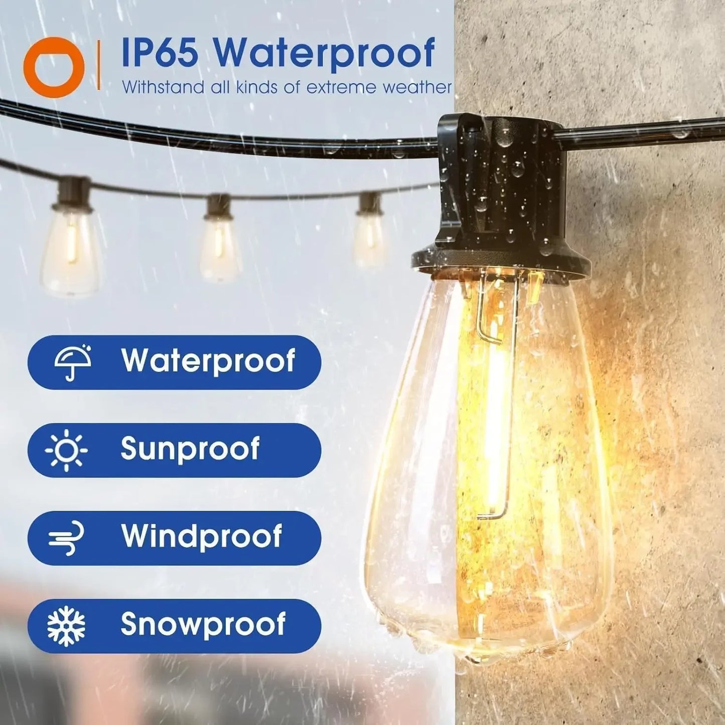 MIMIRGB LED Outdoor String Lights Dimmable Waterproof Shatterproof Bulbs