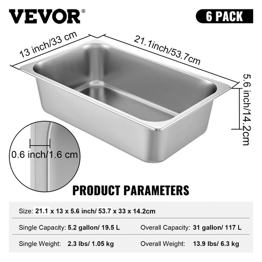 SucceBuy Stainless Steel Chafing Dishes Gastronorm Steam Table Pans