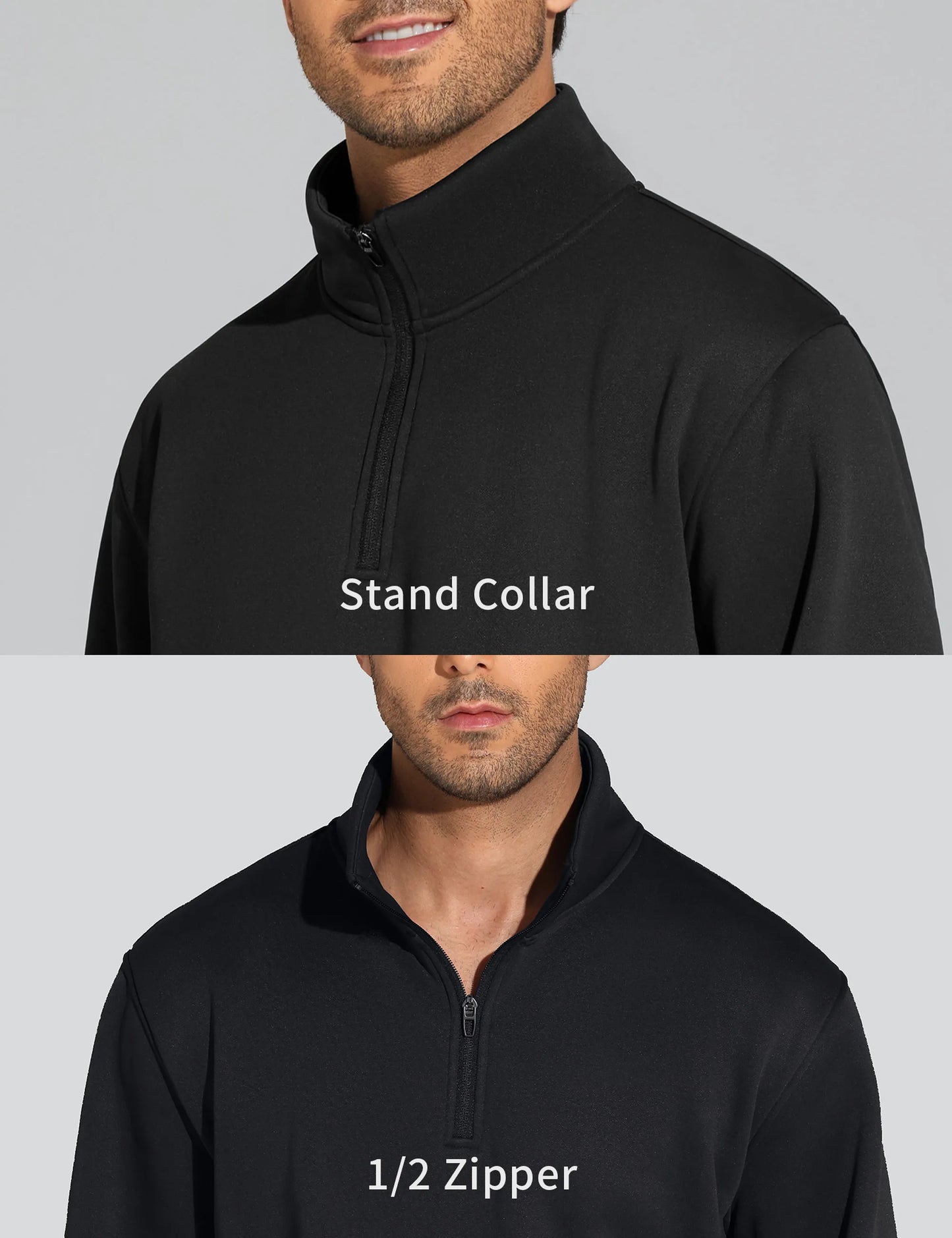 The Gym People Men Long Sleeve Half Zip Sweatshirt