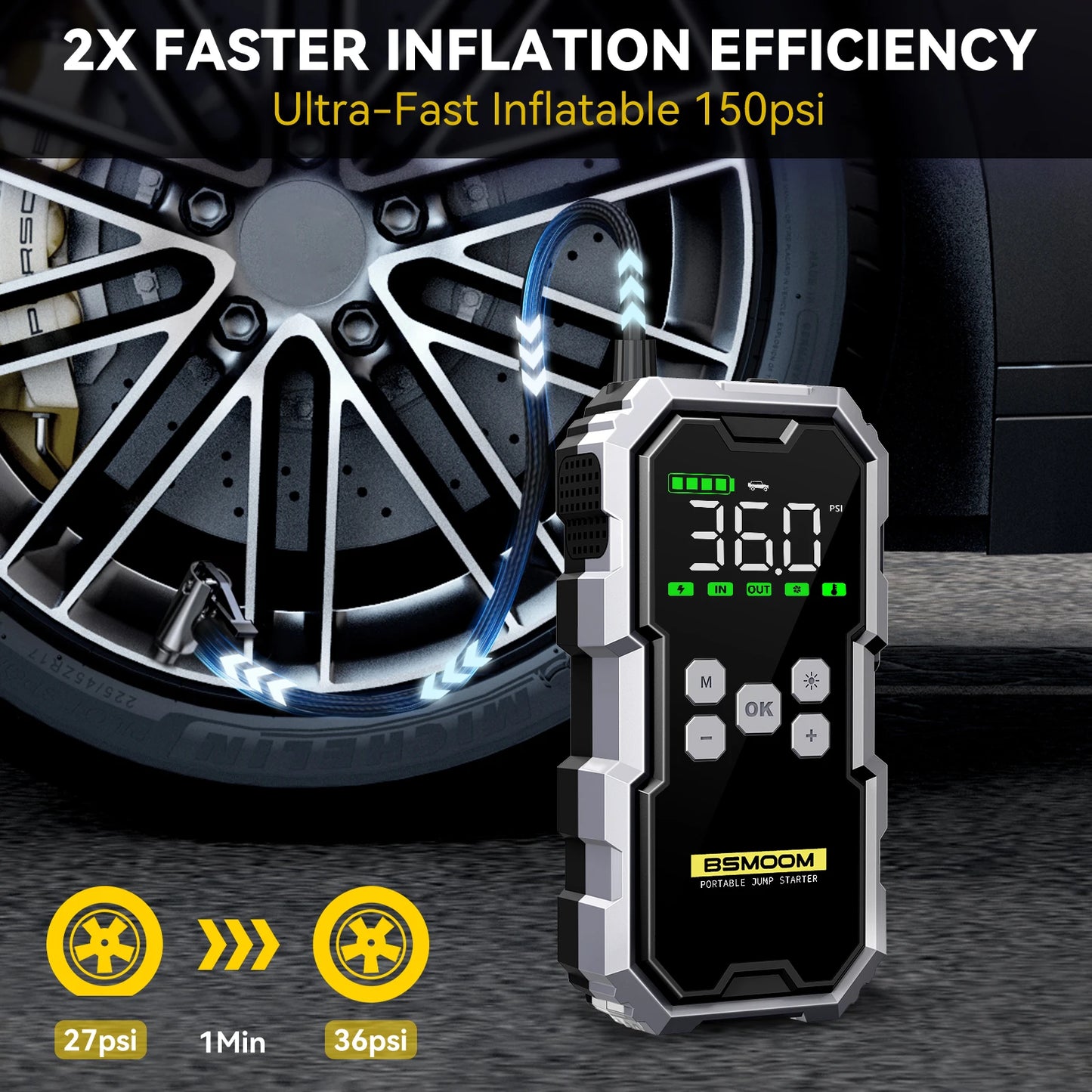 BIUBLE 7000A Jump Starter Air Compressor And 12V Power Bank