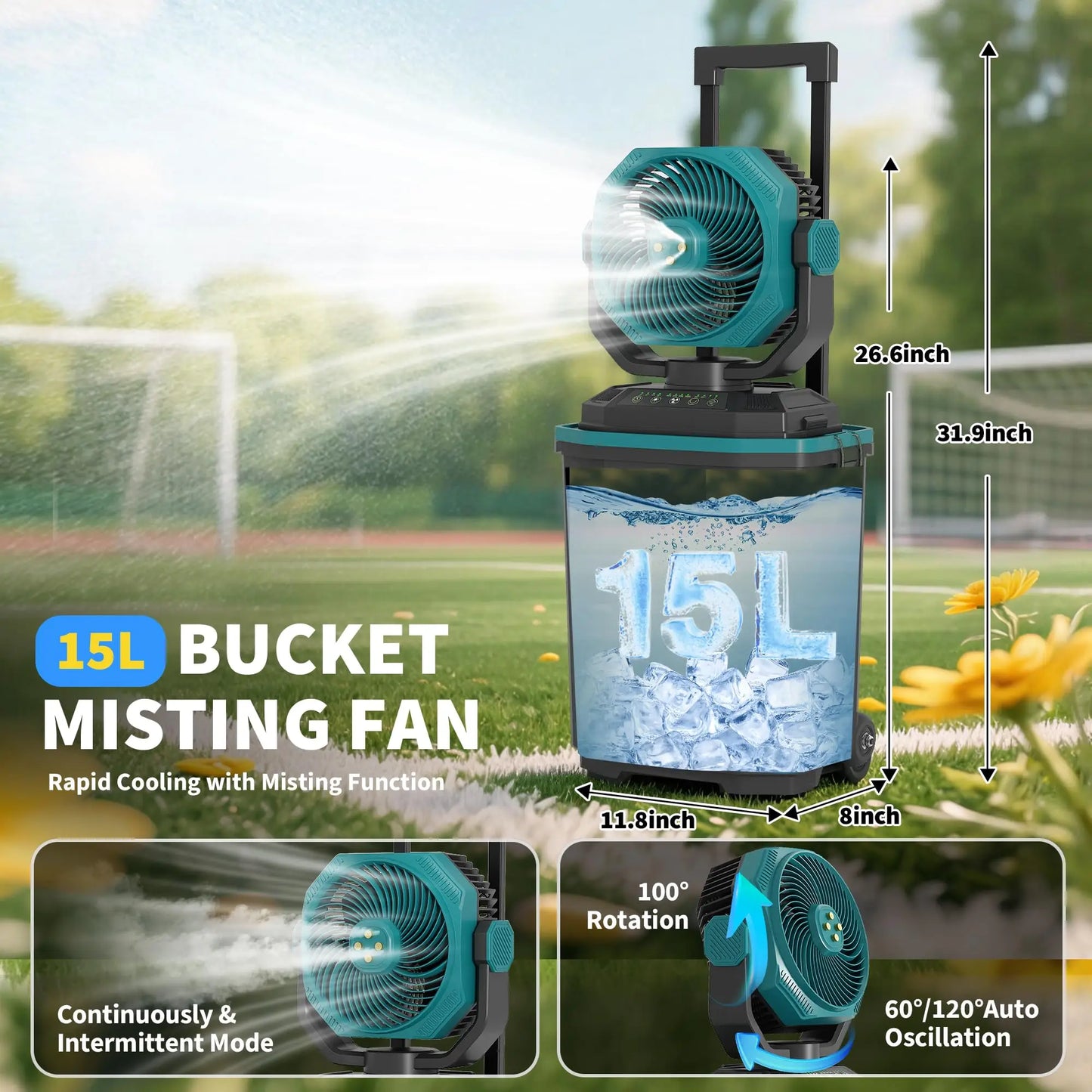 HiMISS Portable Misting Fan 30000mAh Rechargeable Outdoor Mister