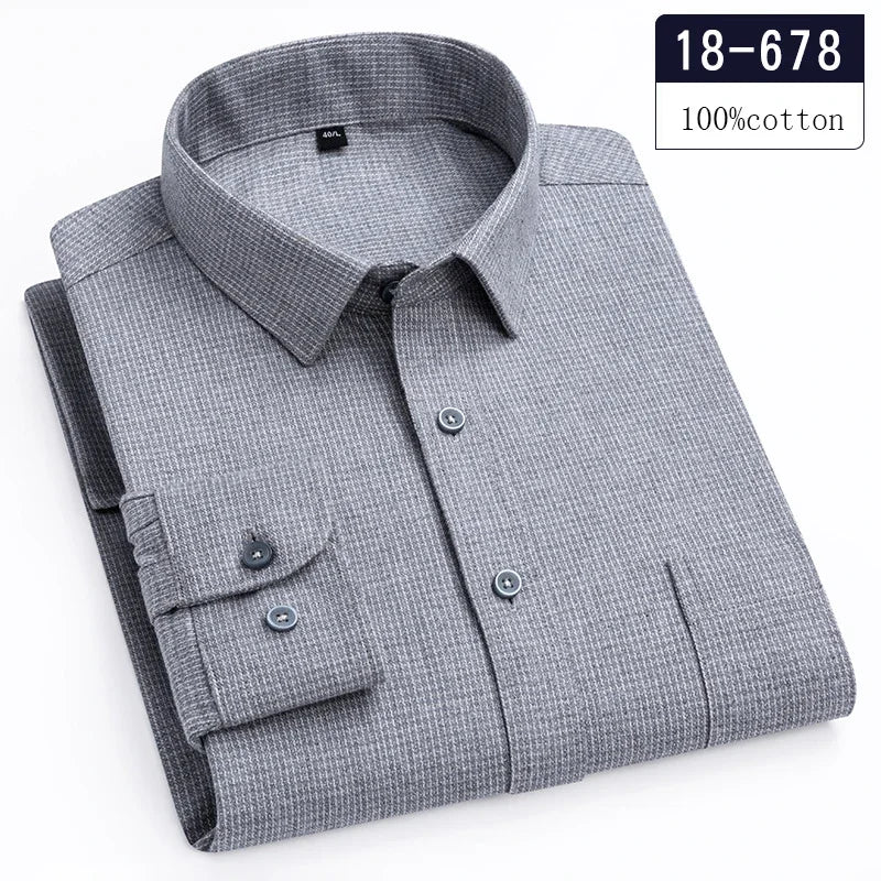 Qi Xiu Cai 100 Percent Cotton Houndstooth Mens Shirt
