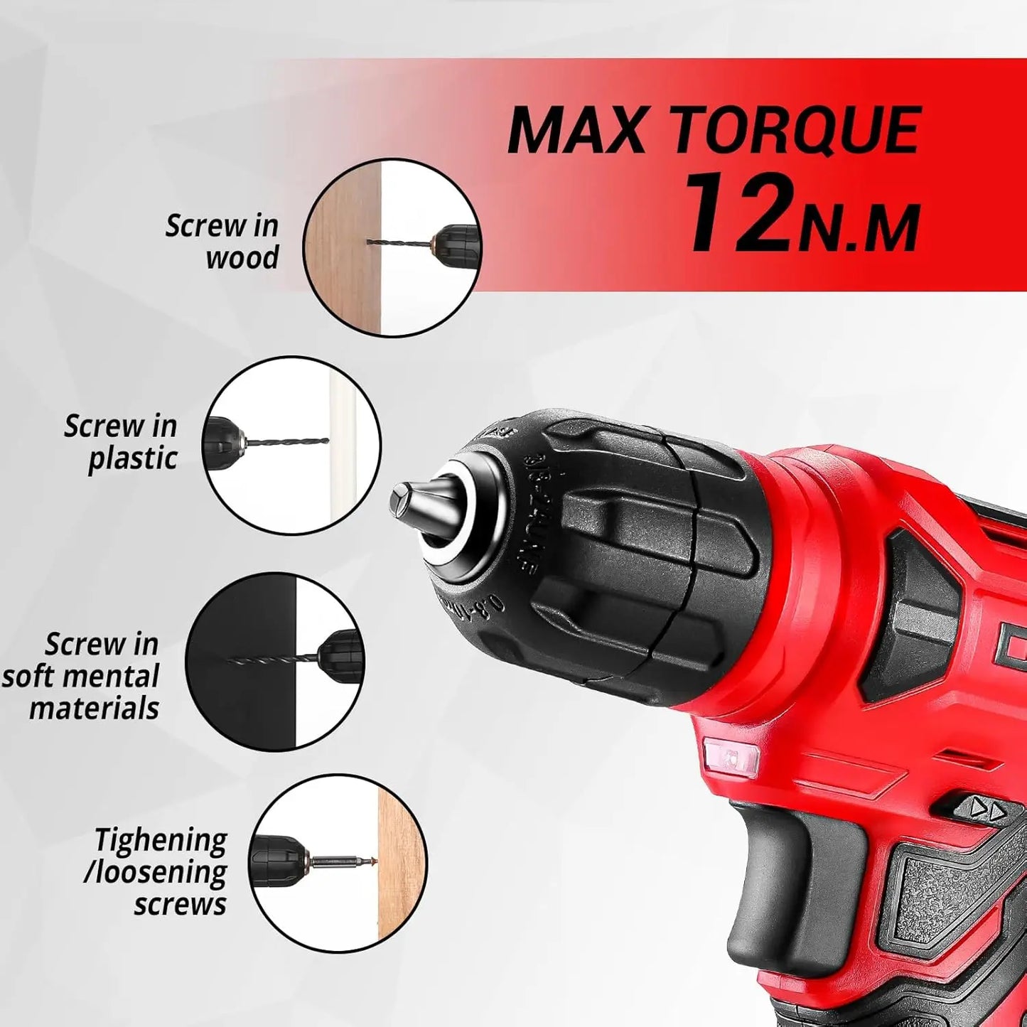 DEKO 8V Cordless Drill Tool Set 126 Home Workshop Kit