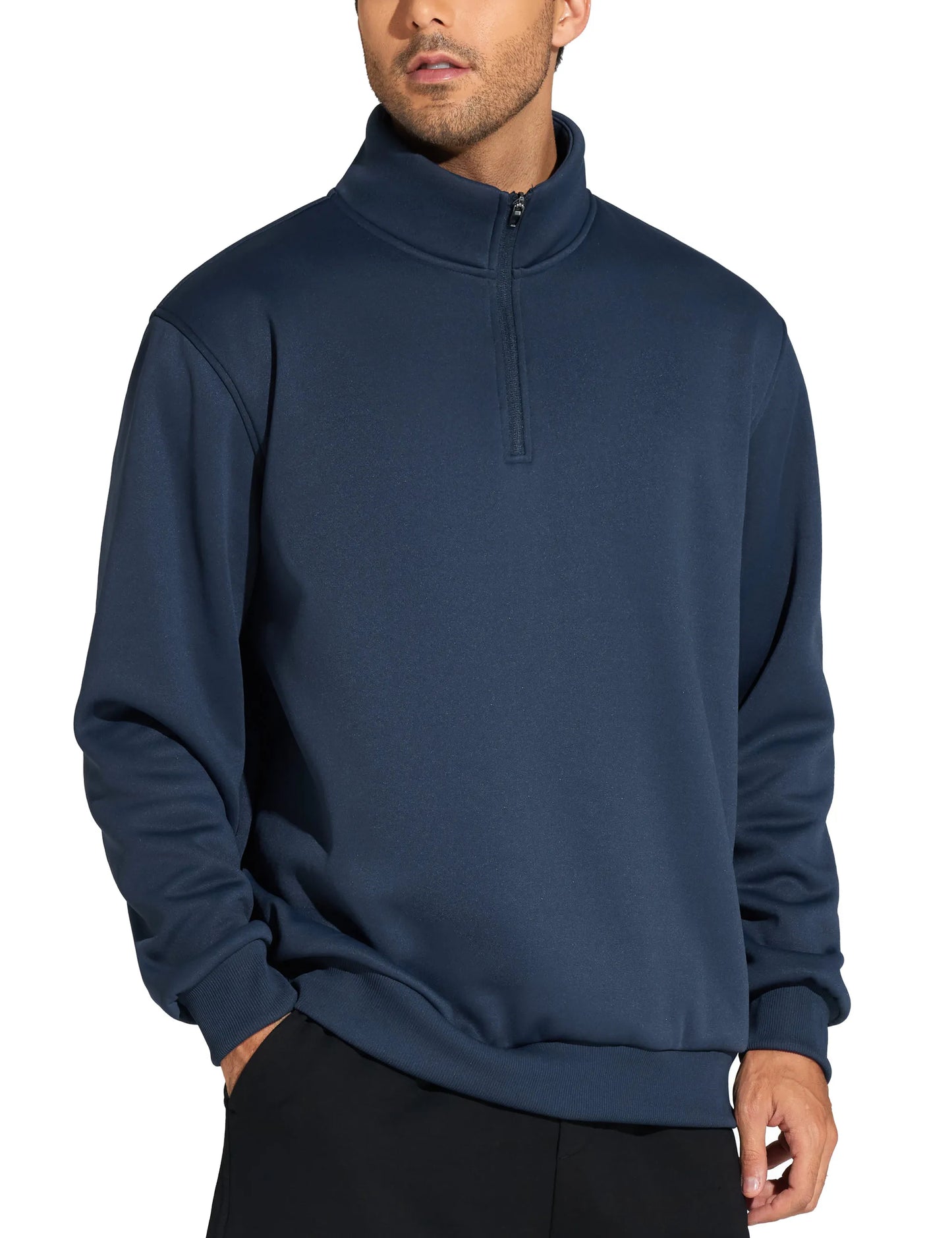 The Gym People Men Long Sleeve Half Zip Sweatshirt