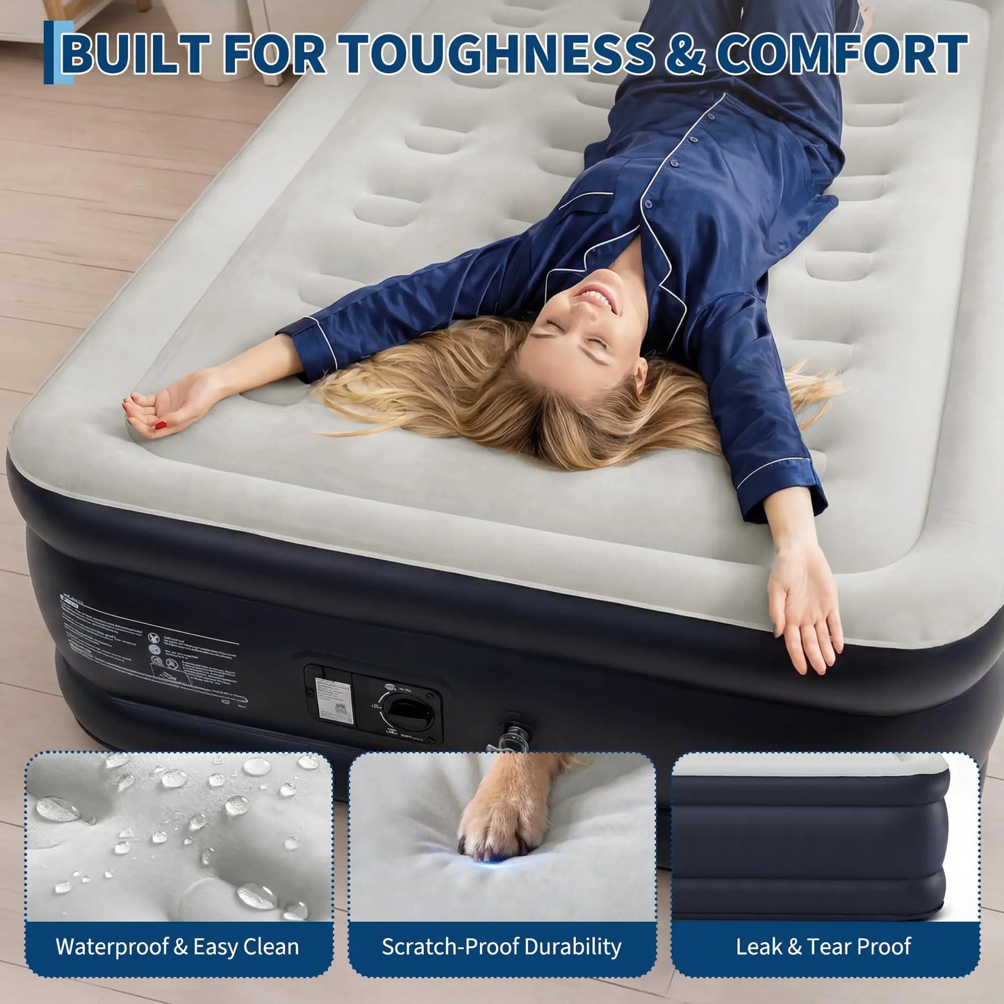 HiMISS Twin Queen Air Mattress With Built In Pump Inflate