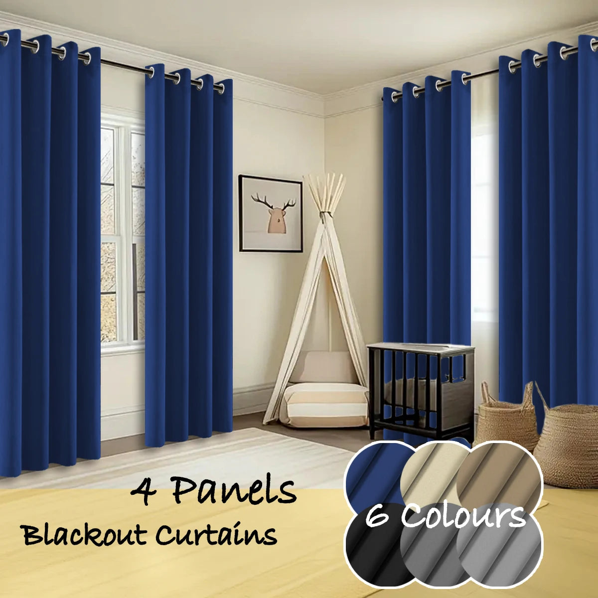 Thermal Insulated Room Darkening Curtains Ring Top for Bedroom