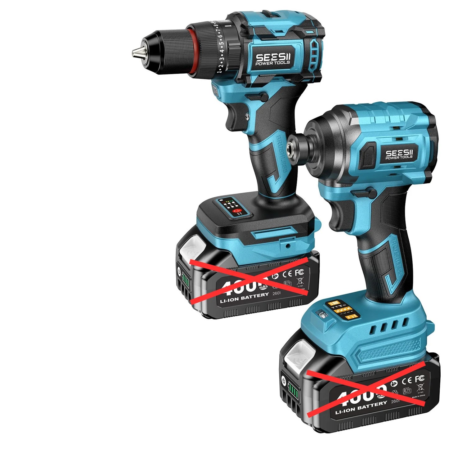 Seesii 21V Cordless Drill And Impact Driver Combo Kit