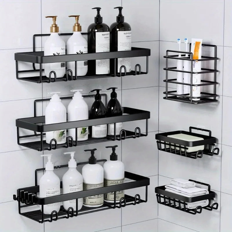 6 Pack Self Adhesive Shower Caddy Rack No Drilling
