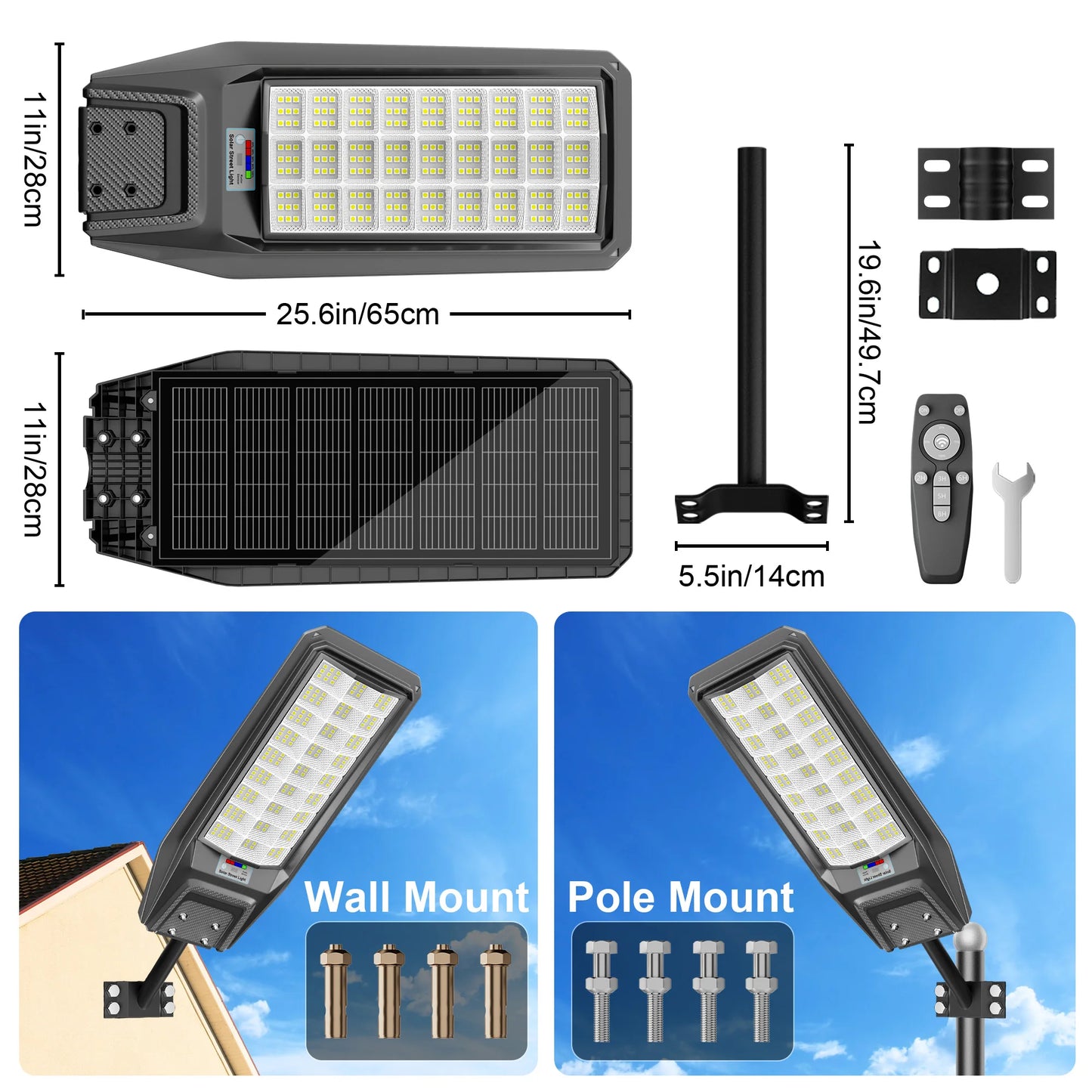 Outdoor Solar Motion Sensor Light IP65 Dusk to Dawn Timer Always Bright