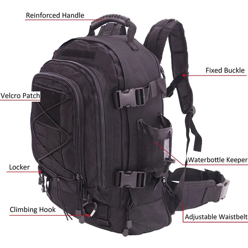 LQARMY Military Tactical Backpack Molle Rucksack for Outdoor Travel