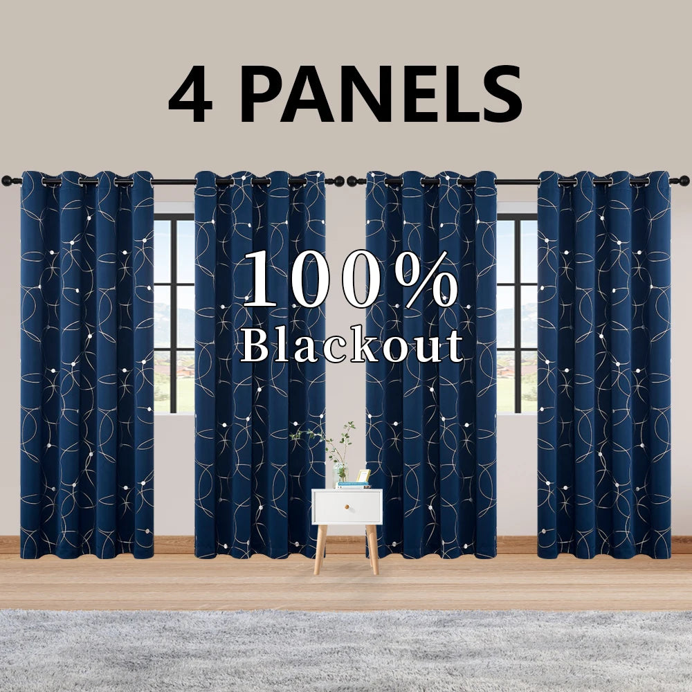 Blackout Curtains Grommet Thermal Insulated Room Darkening For Bedroom