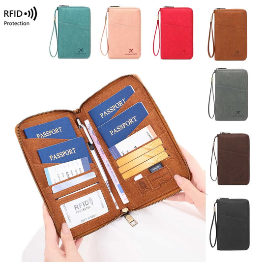 YIYUEQIANLI RFID Blocking Passport Wallet Travel Document Organizer