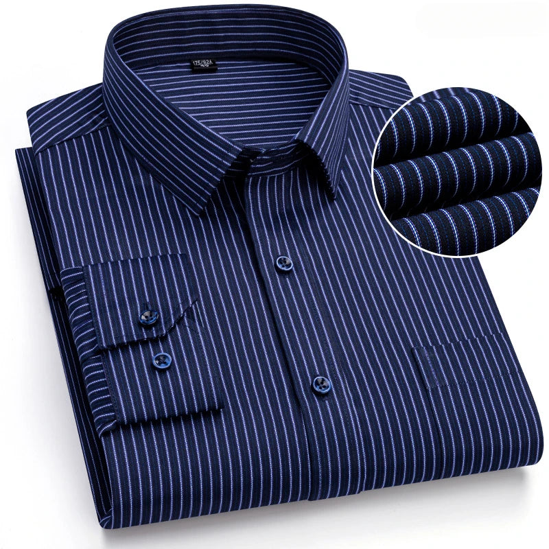 Qi Xiu Cai Mens Slim Fit Long Sleeve Shirt Houndstooth
