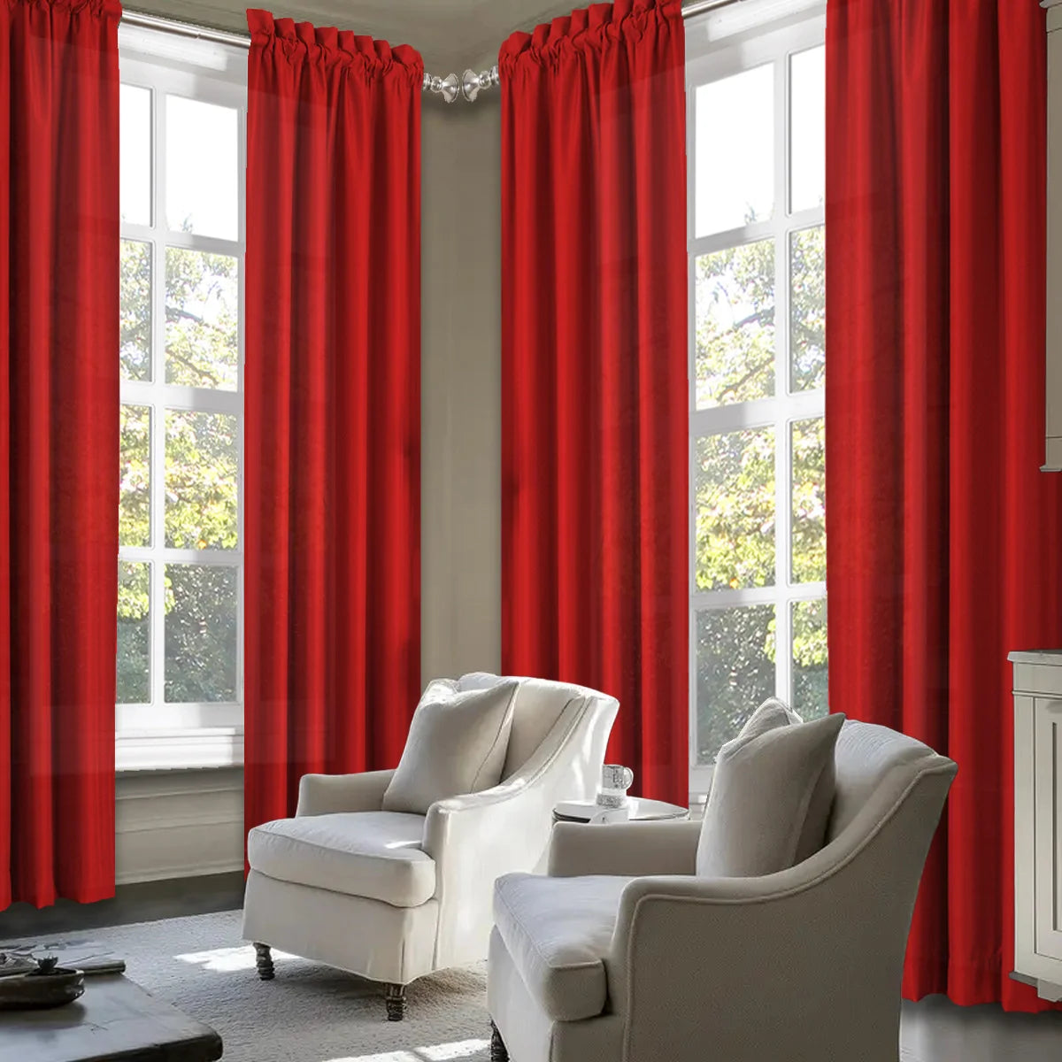 SABALANICA Light Filtering Curtains 4 Panels Rod Pocket Polyester