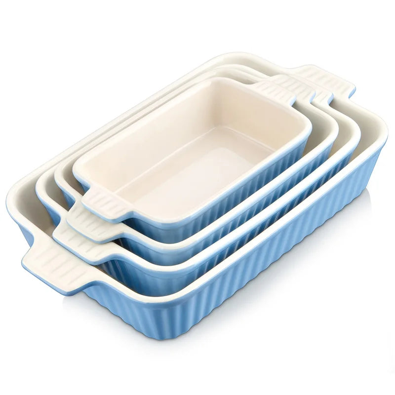 Malacasa 4 Piece Ceramic Bakeware Set With Handles