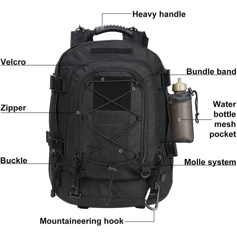 LQARMY Military Tactical Backpack Molle Rucksack for Outdoor Travel