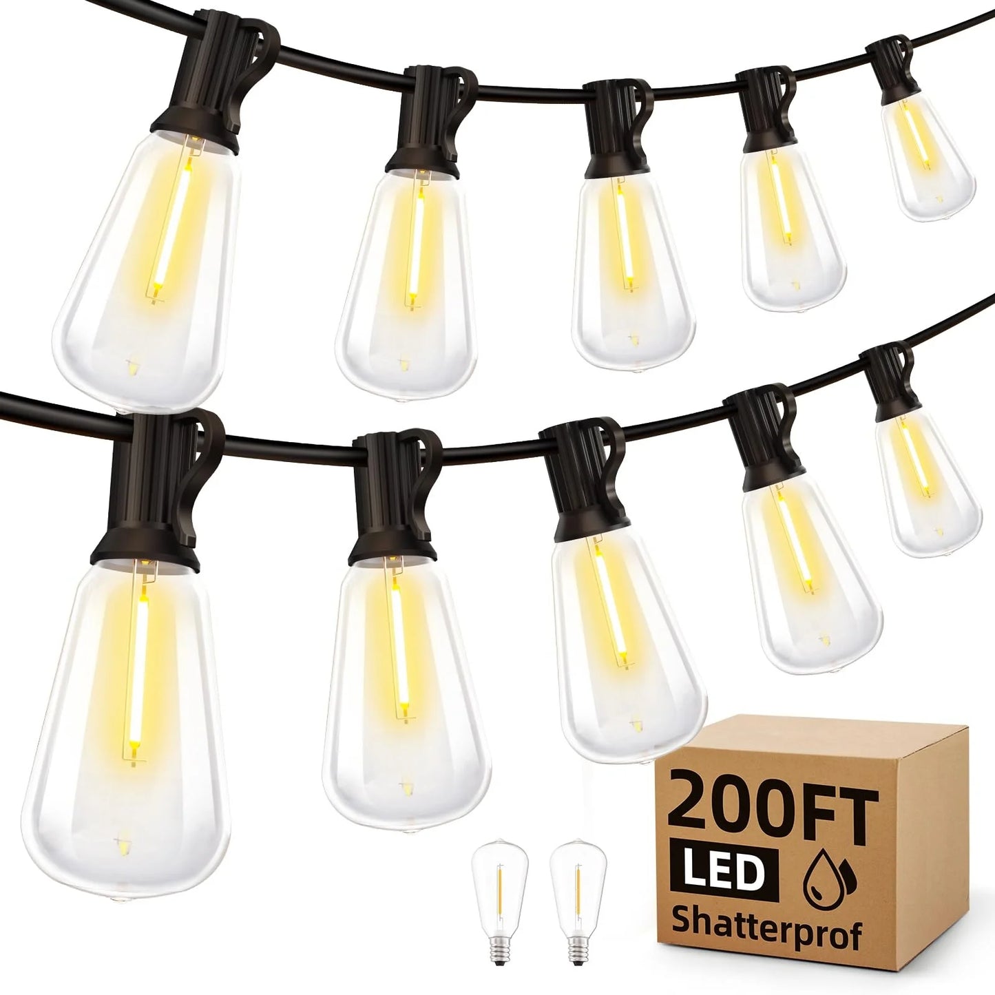 MIMIRGB LED Outdoor String Lights Dimmable Waterproof Shatterproof Bulbs