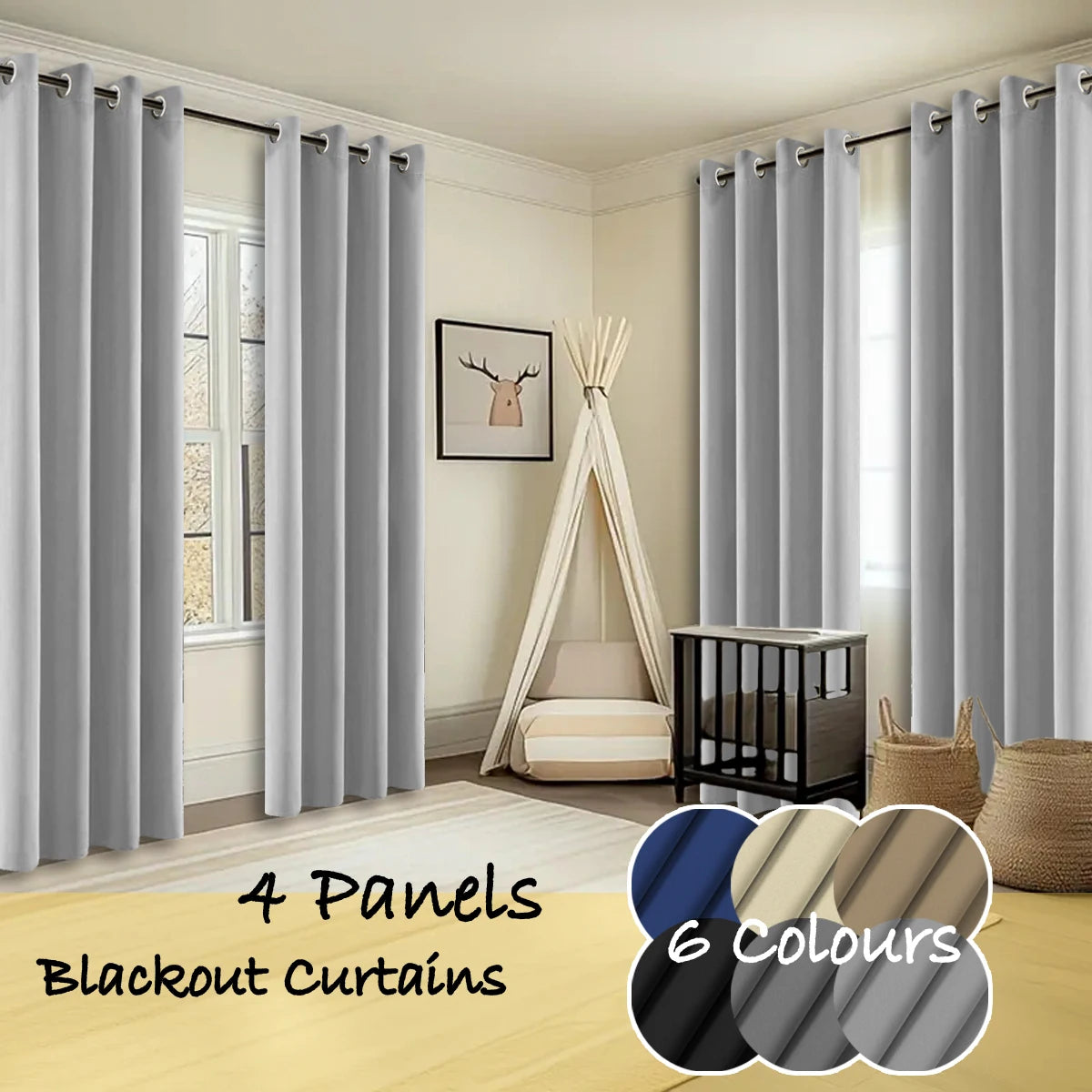 Thermal Insulated Room Darkening Curtains Ring Top for Bedroom