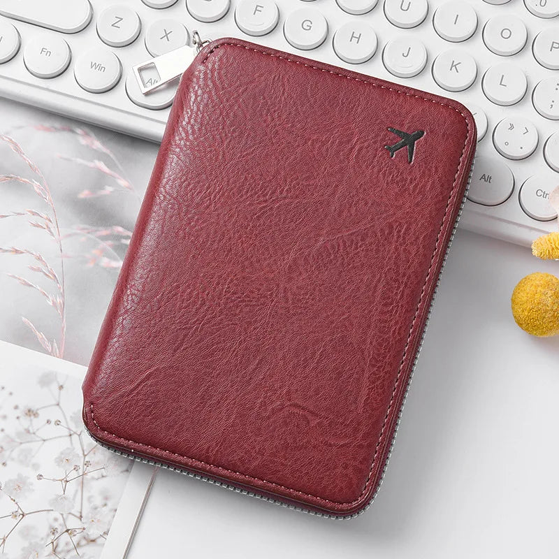 YIYUEQIANLI RFID Blocking Passport Wallet Travel Document Organizer