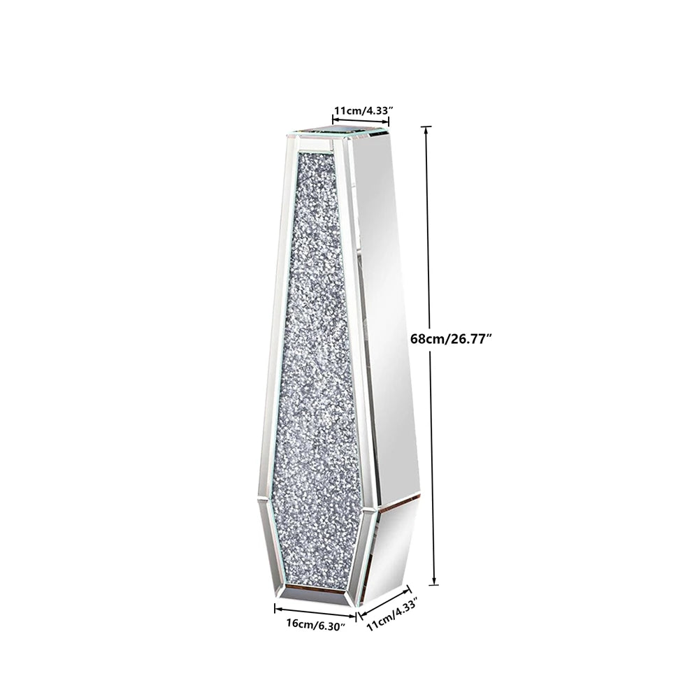 Luxury Crushed Diamond Mirrored Floor Vase Glass