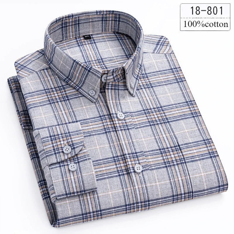 Qi Xiu Cai 100 Percent Cotton Houndstooth Mens Shirt